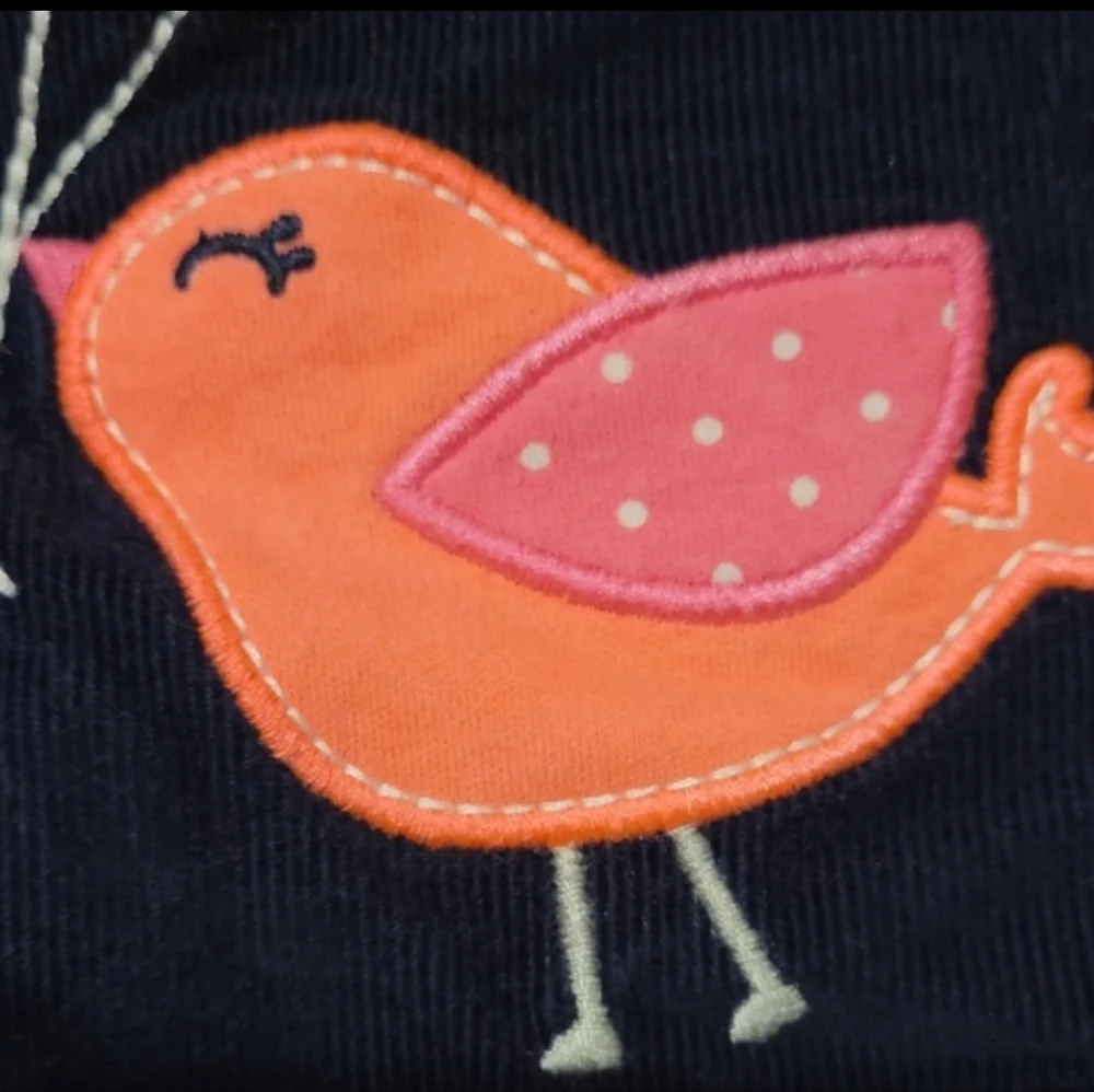 Carter's Corduroy Navy Blue Pink Summer Embroidered Bird Dress Size 6 Month